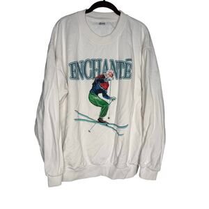 Enchante Vintage Ski‎ Crewneck White